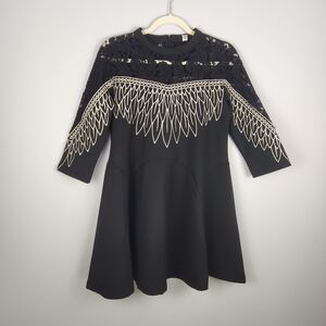 Coeur De Vague Dress Abstract Black Shift Dress Size 8 NWT